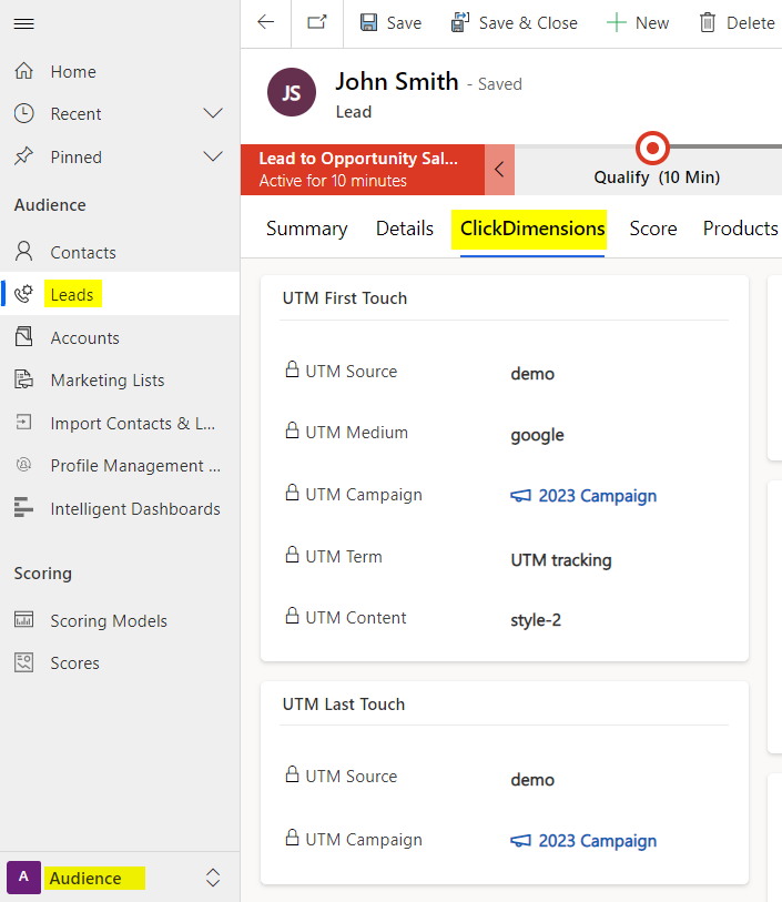 UTM Form Tracking – Click's CRM